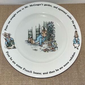 Lot of (2) PETER RABBIT WEDGWOOD Mr McGregor's Garden + sick in bed w/ mother